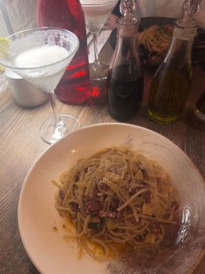 The spaghetti scuie scuie was amazing! Very flavoursome and a generous portion, also had a lovely coconut daiquiri.  at Posillipo - Faversham in Faversham