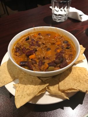 Vegan chilli at Snakes & Lattes - Bloor St in Toronto