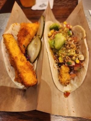 Fried tofu & fried cauliflower tacos at Velvet Taco in Fort Worth