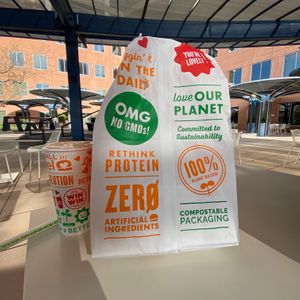 Bag + Eating area on the roof of Whole Foods! at Next Level Burger - Austin in Austin