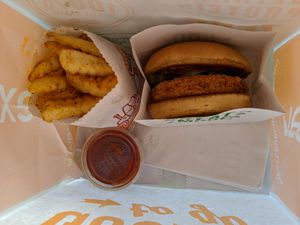 Clucker kid's meal. at Next Level Burger - Austin in Austin