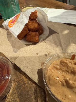 Tater tots with chipotle mayo  at Next Level Burger - Austin in Austin