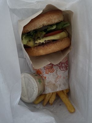Single smash burger with fries and ranch😋  at Next Level Burger - Austin in Austin