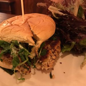 Quinoa burger with greens at Provender Kitchen & Bar in Ellsworth
