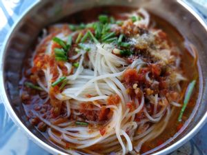 noodle soup at Ma Aye Noodle Shop in Hsipaw