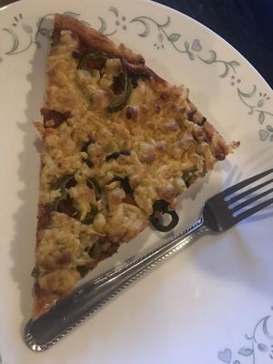 Pepperoni, jalapeño, olive (very spicy!)  at Vegan Pizza House in Surrey