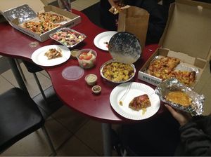 Pizza, lasagne, salads, dips, garlic bread.  at Vegan Pizza House in Surrey