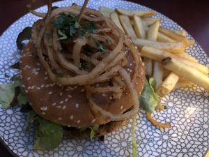 vegan burger! delicious  at Bonnie & Clyde in Stuttgart
