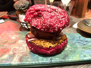 Potato burger at Burger Shurger in Elsternwick