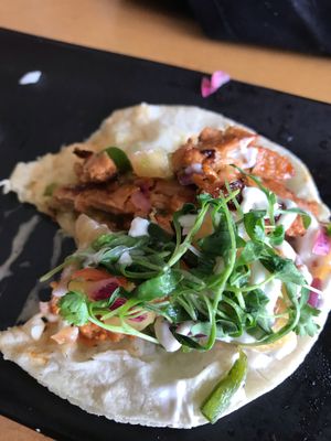 Soy curd (half eaten) taco! AMAZING! at Poki Poblano in Albuquerque