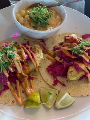Battered avocado tacos at Poki Poblano in Albuquerque