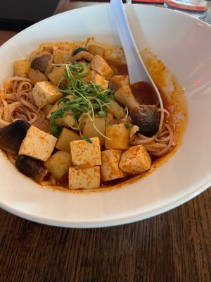 Tofu boat noodle soup  at Poki Poblano in Albuquerque