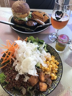 budha bowl and bean burger  at Avit in Athens