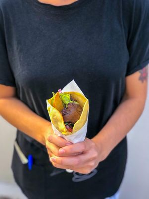 Mushroom gyros wrap at Avit in Athens