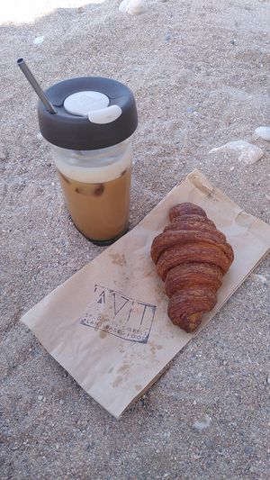 Croissant and freddo cappuccino at Avit in Athens