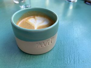Cortado with coconut milk  at Avit in Athens