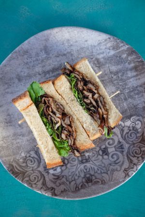 Sautéed oyster mushroom sandwich at Avit in Athens