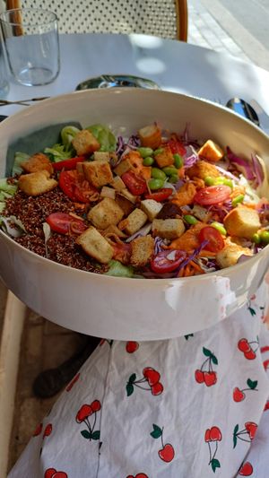 Satay salad at Avit in Athens