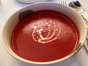 Beetroot soup  at Avit in Athens
