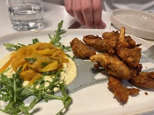 “Calamari” mushroom with mango salad  at Avit in Athens