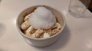 Baklava cheesecake

Assorted nuts, rose cream cheese, mixed nut butter creams, rose water foam at Avit in Athens