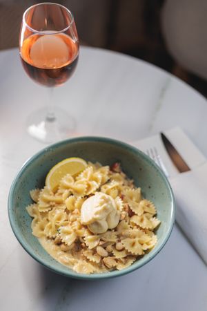 Farfalle salsiccia e fagioli, with sausage, cannellini beans, sage, house ricotta at Avit in Athens