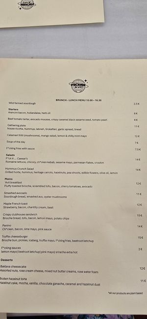 Menu at Avit in Athens
