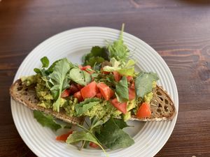 Avocado toast on HOMEMADE, multigrain sourdough bread... at Avit in Athens