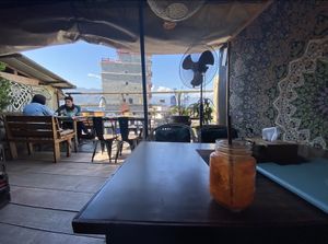 juice + view  at French Creperie and Bar in Pokhara