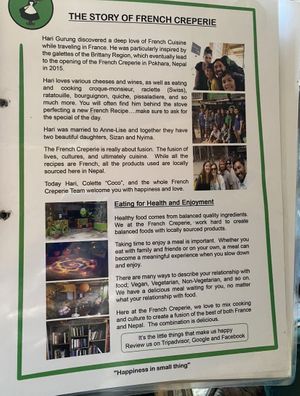 information  at French Creperie and Bar in Pokhara