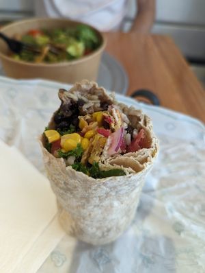 Oaxaca bowl no cheese on a wrap sub cilantro lime sauce at freshii  in Panama City