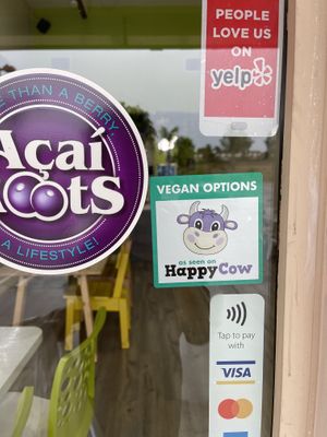 happy cow sign :))   at Extraordinary Fruits in San Diego