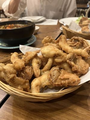 Fried angel mushrooms  at Thamna Hometaurant in Bangkok