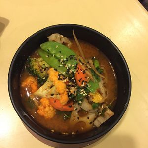 red curry with vegetables (without coconut milk) at Thamna Hometaurant in Bangkok