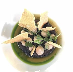 Vegan “black pudding”.  at Restauracja Carska in Bialowieza