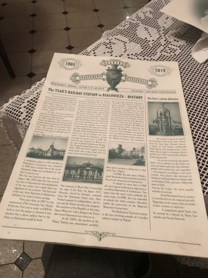 Menu at Restauracja Carska in Bialowieza