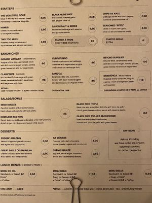 Menu 2020 at Las Vegan in Lisbon