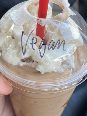 vegan chocolate shake w/ whipped cream at Fatburger in Redondo Beach