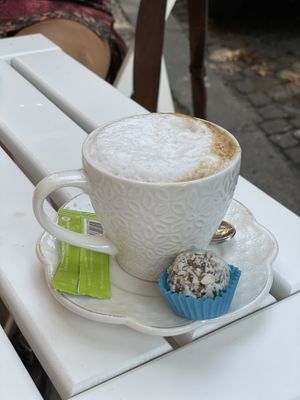 Cappuccino with almond milk ☕️ at Ćao Šećeru in Belgrade
