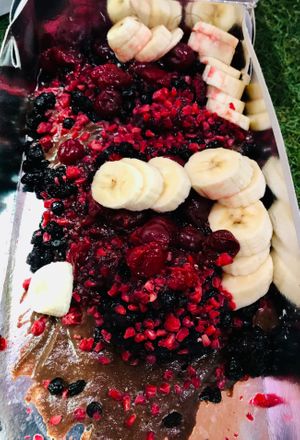 Pancakes with everything, except nut butters and nut sprinkles. at Ćao Šećeru in Belgrade