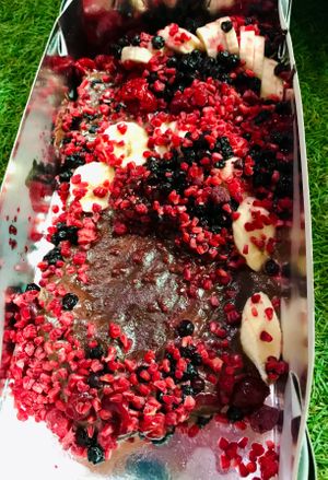 Pancakes and fruit. at Ćao Šećeru in Belgrade