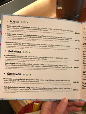 Menu page - Muffins, cupcakes and chocolate at Ćao Šećeru in Belgrade