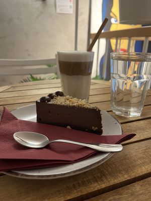 Chocolate cake and almond latte   at Ćao Šećeru in Belgrade