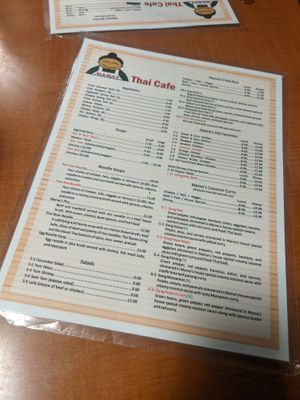 menu at Mama's Thai Cafe in Grand Haven