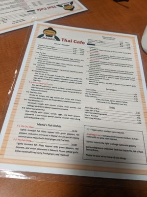 menu at Mama's Thai Cafe in Grand Haven
