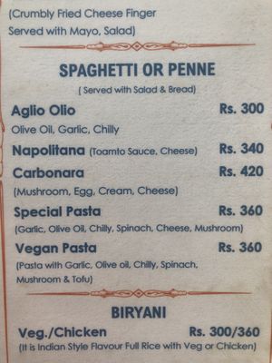 Menu  at Rest Point Cafe in Pokhara