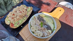 Green Smoothie Bowl and Guacamole Toast at Rest Point Cafe in Pokhara