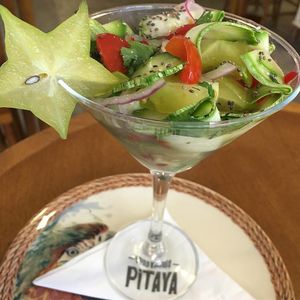 Ceviche abobrinha at Frutaria Pitaya in Sao Paulo