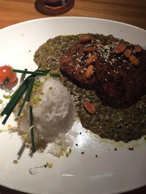 Thai Curry (14,90€) - vegan option includes two quinoa patties instead of chicken  at Metzgerei in Stuttgart