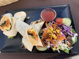 Houmous and quinoa wrap  at Gloria Bendita in Malaga